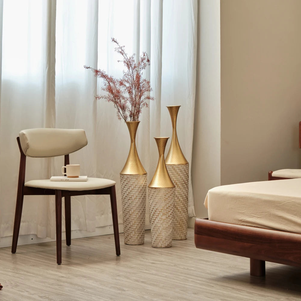 Champagne Style Metal Floor Vase Set