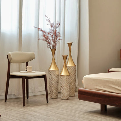 Champagne Style Metal Floor Vase Set