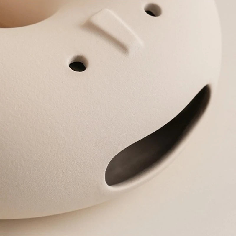 Abstract Face Design Ceramic Table Top Vase
