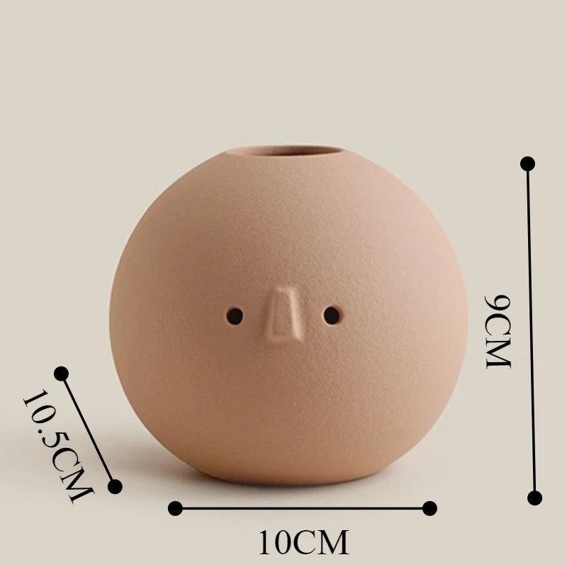 Abstract Face Design Ceramic Table Top Vase
