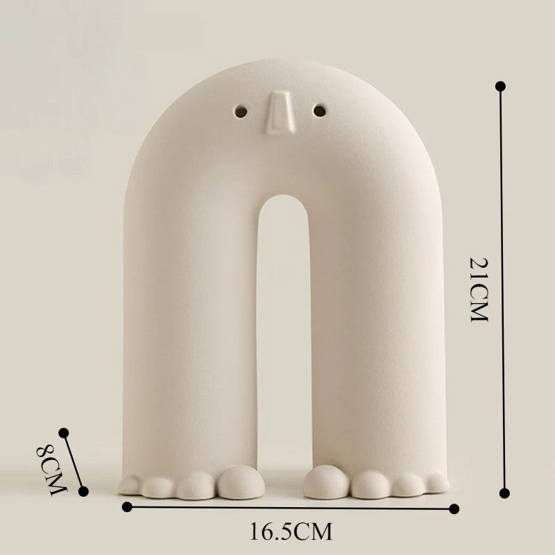 Abstract Face Design Ceramic Table Top Vase