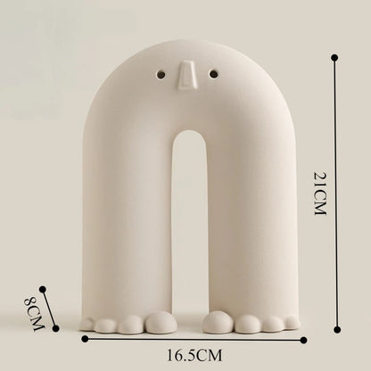 Abstract Face Design Ceramic Table Top Vase